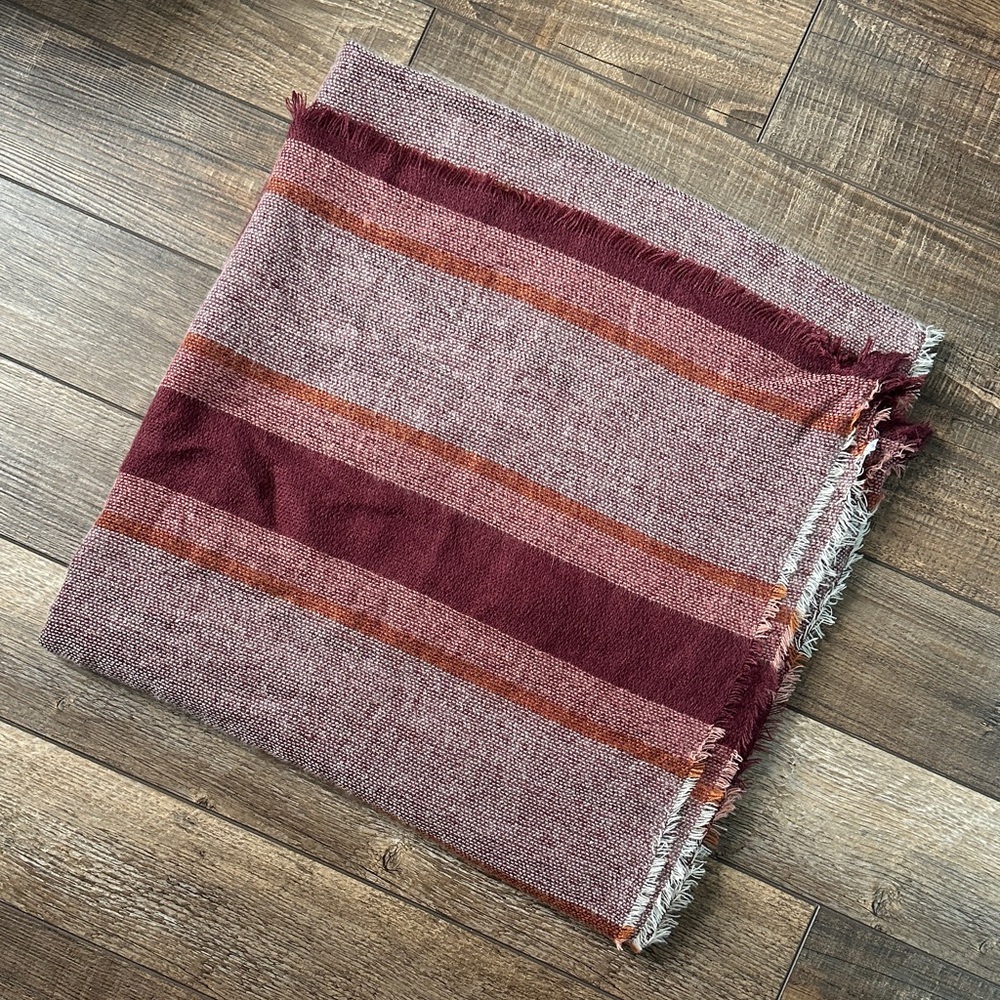 Elegant Burgundy and Orange Striped Scarf